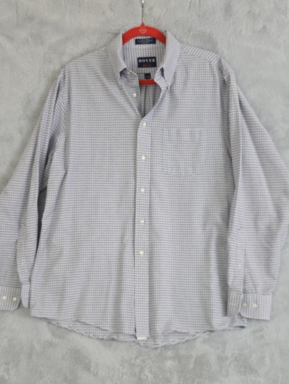 Arrow Dover Oxford Men's Dress Shirt 17 34/35 White Blue Check Button Down Long